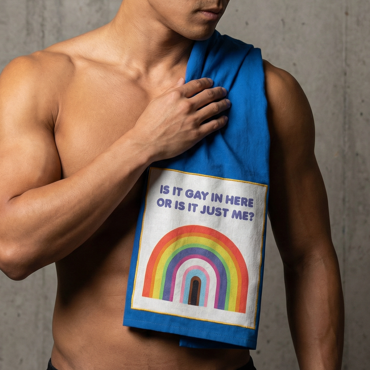 Is It Gay In Here Or Is It Just Me? Kitchen Towel | Blue Cotton Hand Tea Dish Cloth | 28" x 28"