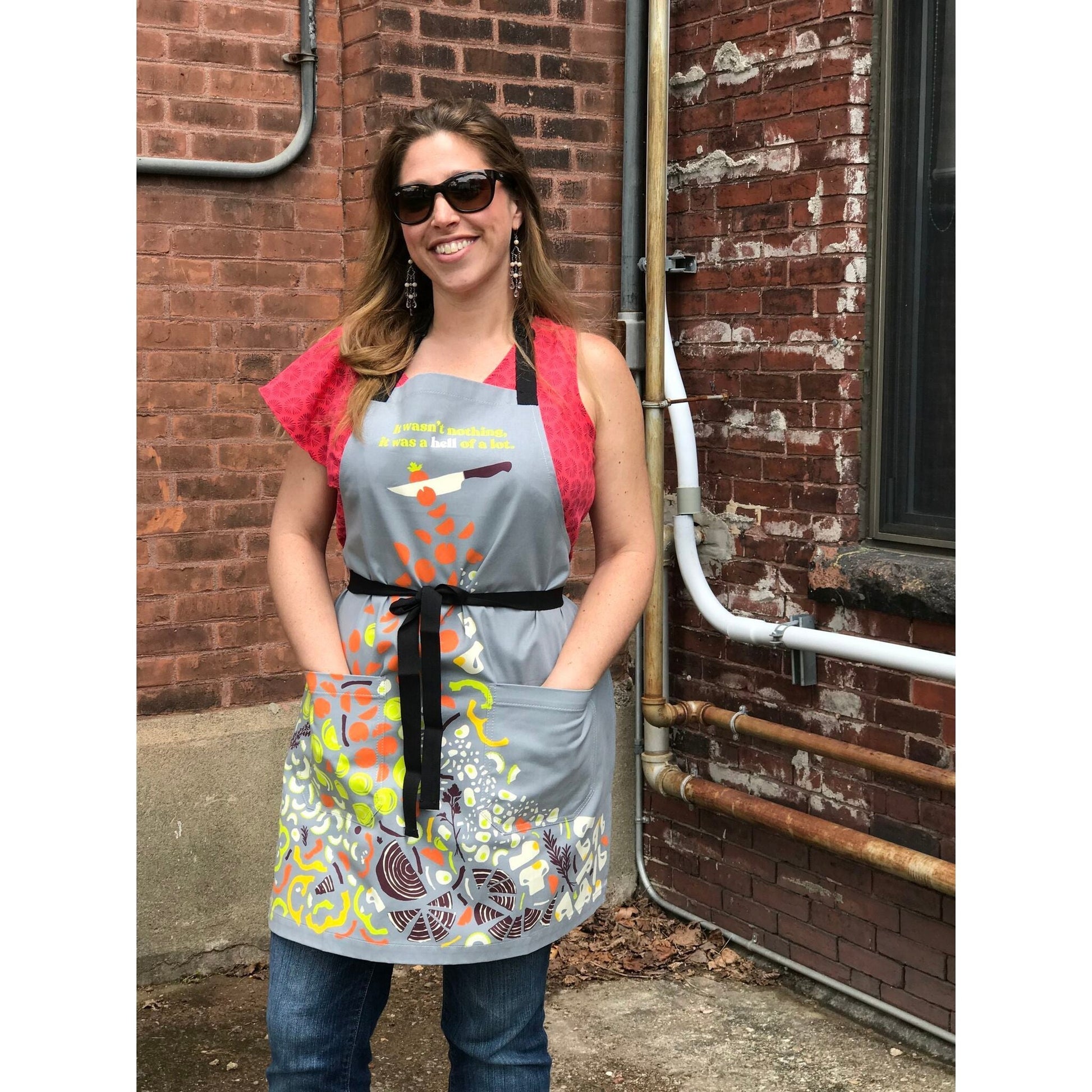 It Wasn't Nothing, It Was A Hell Of A Lot Funny Cooking and BBQ Apron Unisex 2 Pockets Adjustable Strap 100% Cotton
