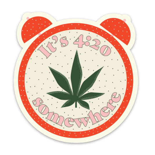 It's 4:20 Somewhere Sticker | Vinyl Laptop Phone Water Bottle Decal by Fun Club at GetBullish