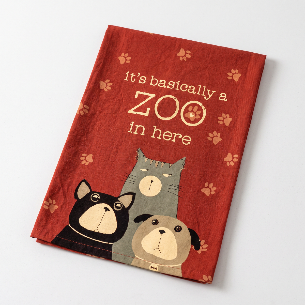 It's Basically A Zoo In Here Dish Cloth Towel | Novelty Silly Tea Towels | Cute Kitchen Hand Towel | Pets, Dogs, Cats | 28" Square-Primitives by Kathy-The Bullish Store