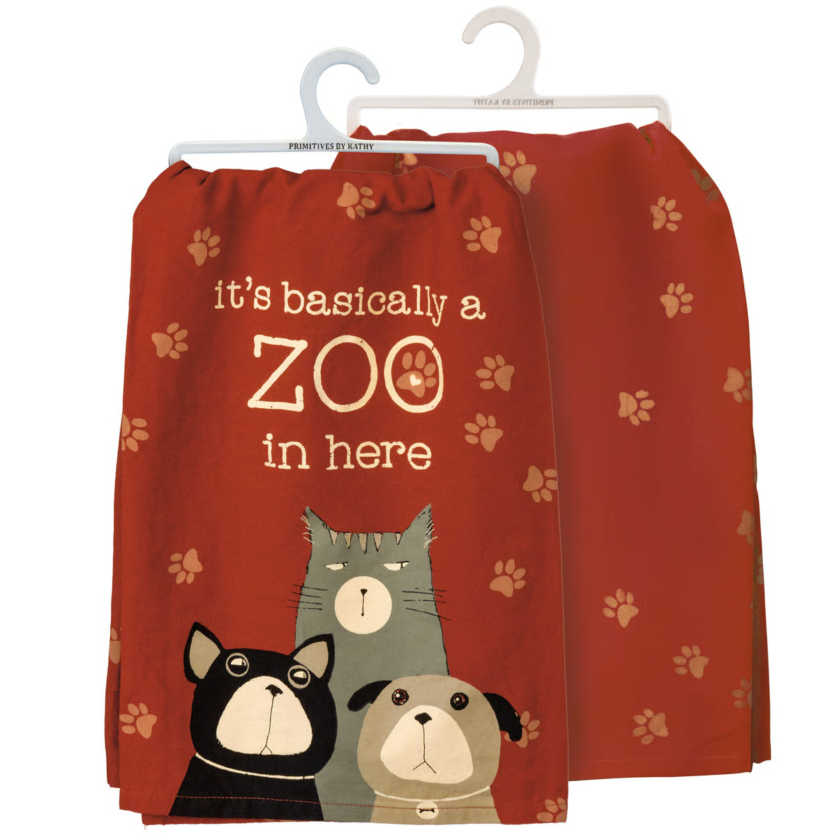 It's Basically A Zoo In Here Dish Cloth Towel | Novelty Silly Tea Towels | Cute Kitchen Hand Towel | Pets, Dogs, Cats | 28" Square-Primitives by Kathy-The Bullish Store