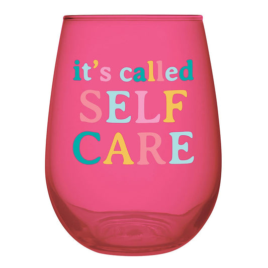 It's Called Self Care Stemless Wine Glass in Pink | 20oz