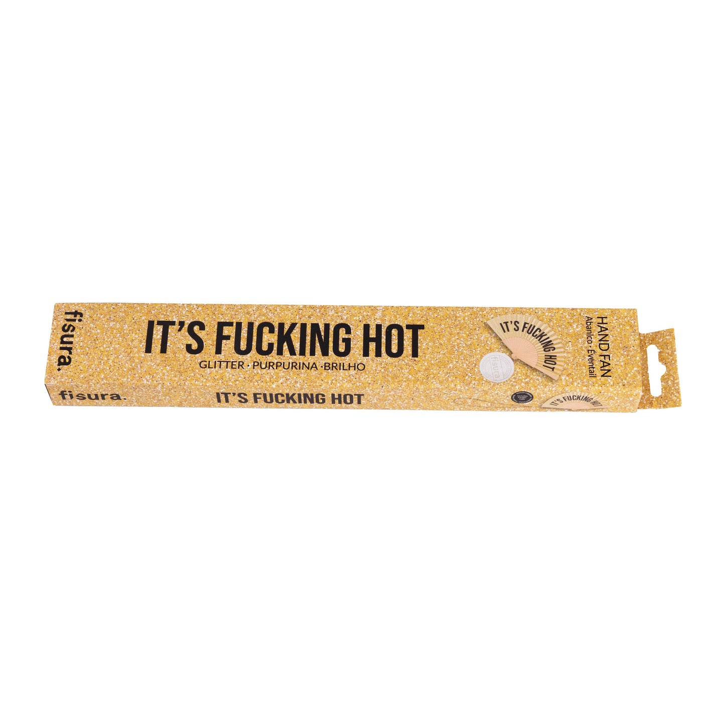 It's Fucking Hot Gold Glitter Wooden Hand Fan | Funny Hot Weather Foldable Fan
