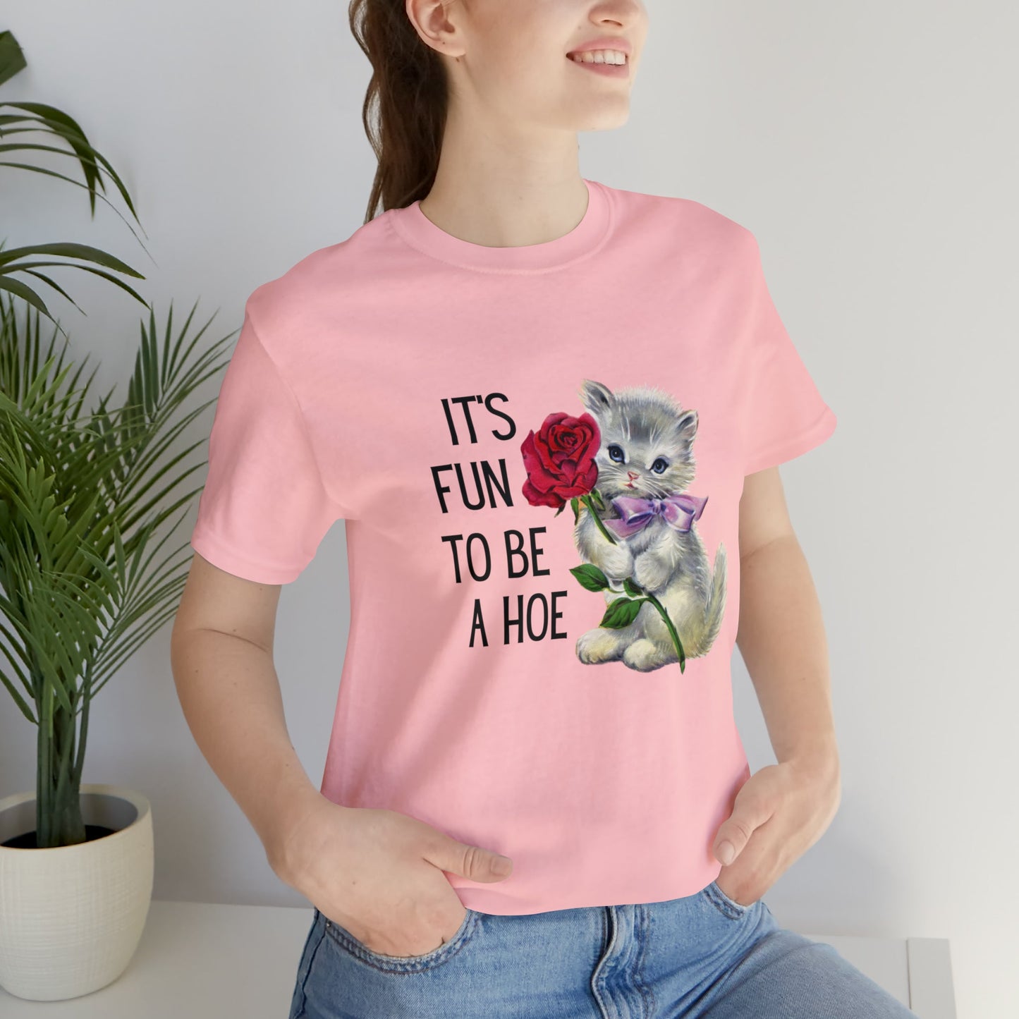 It's Fun to be a Hoe Jersey Short Sleeve Tee [Multiple Color Options] with Kitten Motif