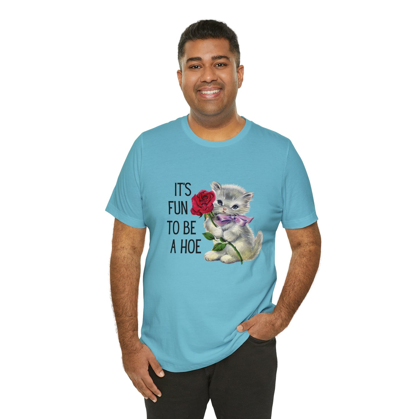 It's Fun to be a Hoe Jersey Short Sleeve Tee [Multiple Color Options] with Kitten Motif