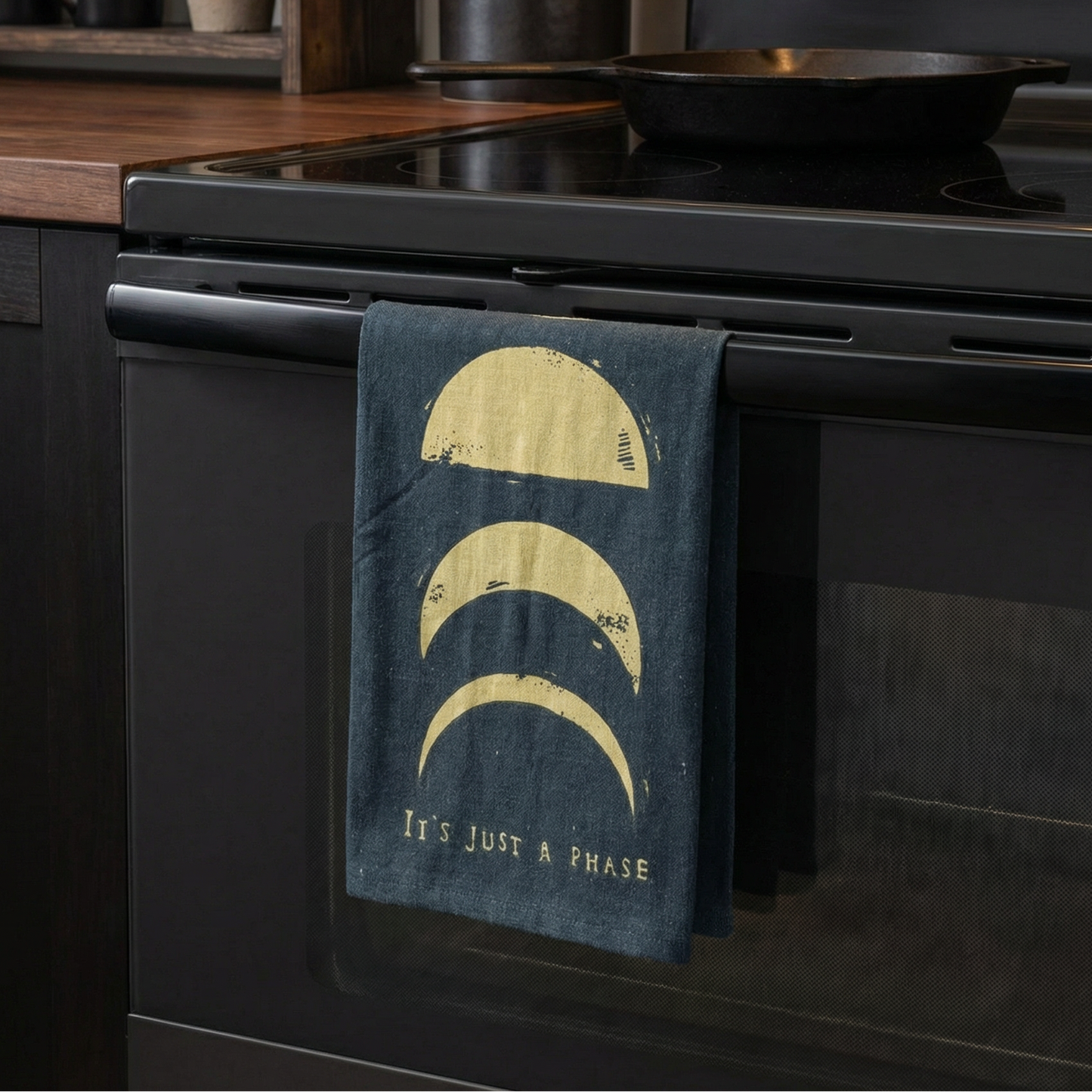 It's Just A Phase Moon Dish Cloth Towel | All-Over Block Print Design | 20" x 26"