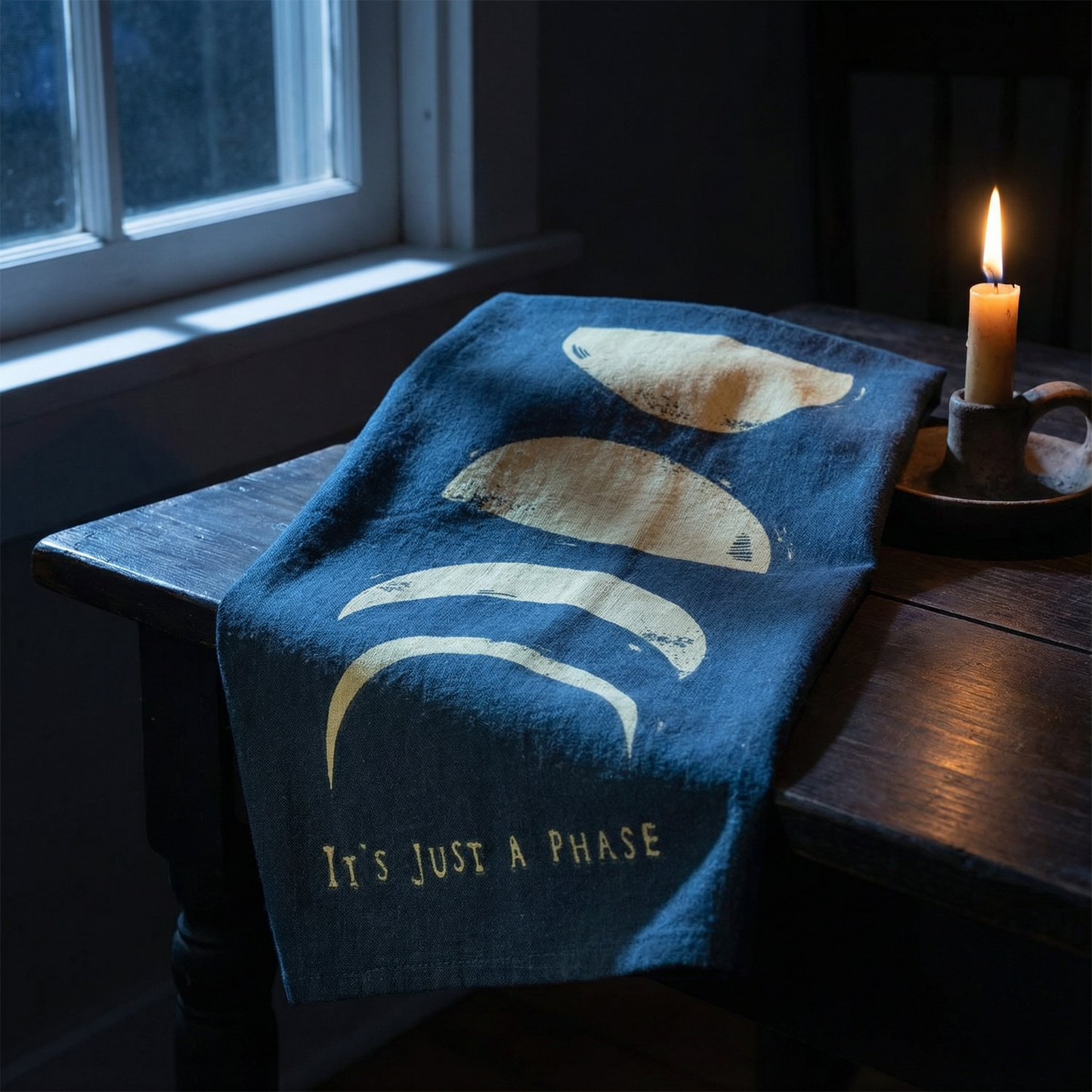 It's Just A Phase Moon Dish Cloth Towel | All-Over Block Print Design | 20" x 26"