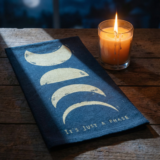 It's Just A Phase Moon Dish Cloth Towel | All-Over Block Print Design | 20" x 26"