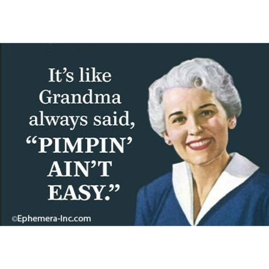It's Like Grandma Always said, "Pimpin' Ain't Easy." Rectangular Magnet-Ephemera-The Bullish Store