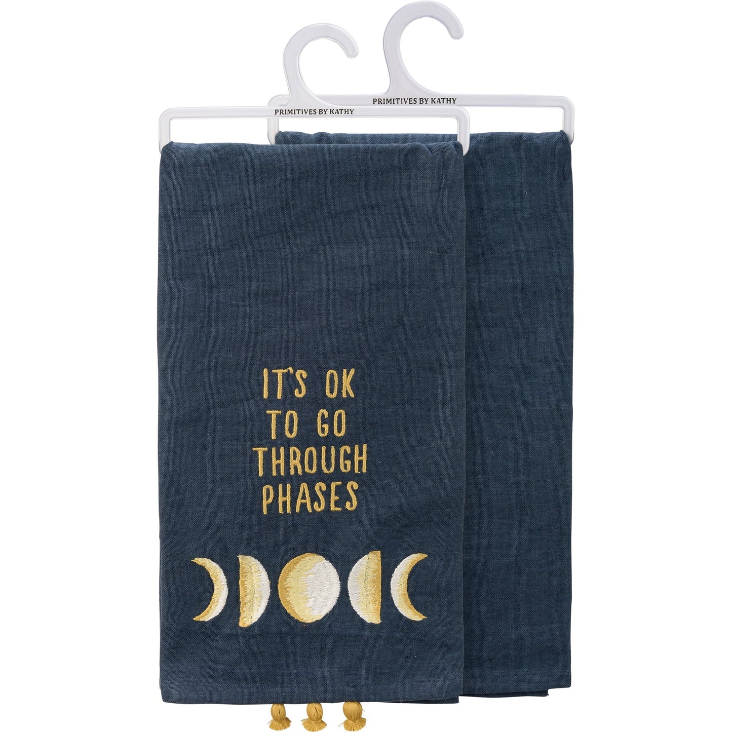 It's Ok To Go Through Phases Kitchen Towel | Navy Blue Cotton Linen Tea Dish Towel | 20" x 26"