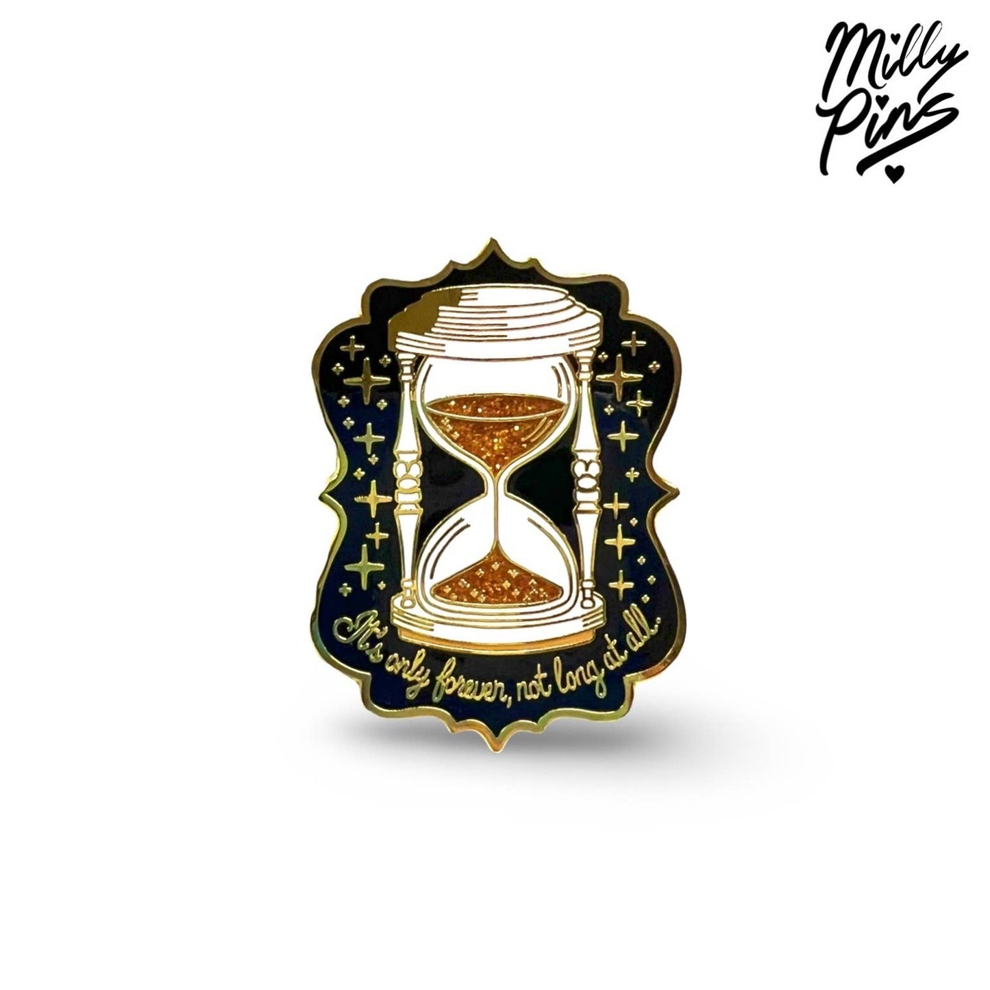 It’s Only Forever Not Long At All Labyrinth Inspired Hourglass Enamel Pin | Glitter Hard Enamel Fantasy Movie Pin