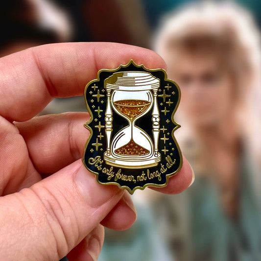 It’s Only Forever Not Long At All Labyrinth Inspired Hourglass Enamel Pin | Glitter Hard Enamel Fantasy Movie Pin