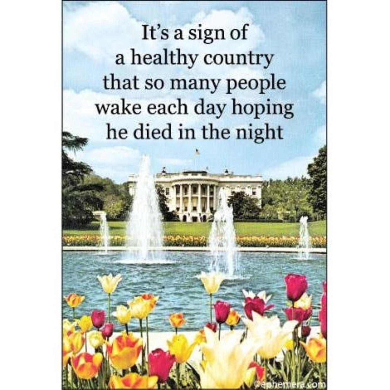 It’s Sign of a Healthy Country That So Many People Wake Each Day Hoping He Died in the Night Magnet | Dark Political Satire Fridge Magnet-Ephemera-The Bullish Store