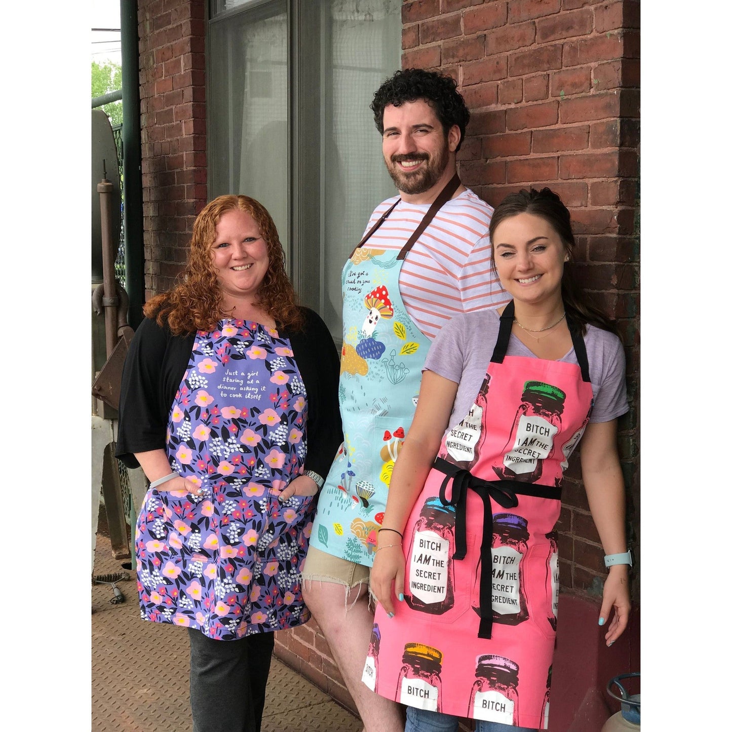 I've Got A Crush On Your Cooking Funny Cooking and BBQ Apron Cute Mushroom and Toadstool Motif Unisex 2 Pockets Adjustable Strap 100% Cotton
