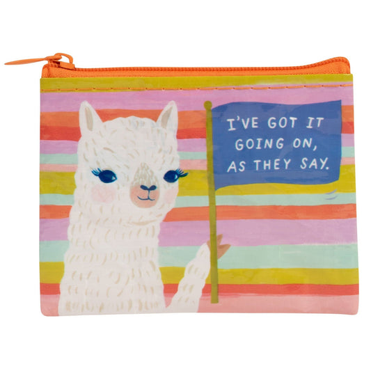 I've Got It Going On As They Say Recycled Material Llama Coin Purse | Recycled Material | 3"h x 4"w | BlueQ at GetBullish