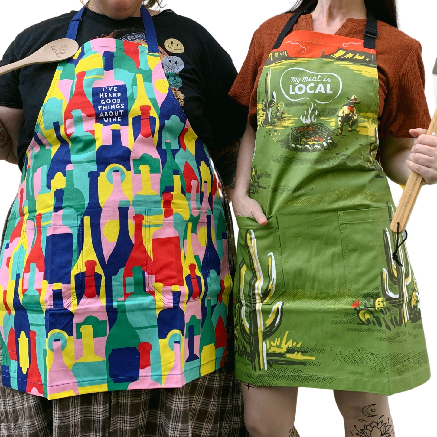 I've Heard Good Things About Wine Funny Cooking and BBQ Apron Unisex 2 Pockets Adjustable Strap 100% Cotton | BlueQ at GetBullish