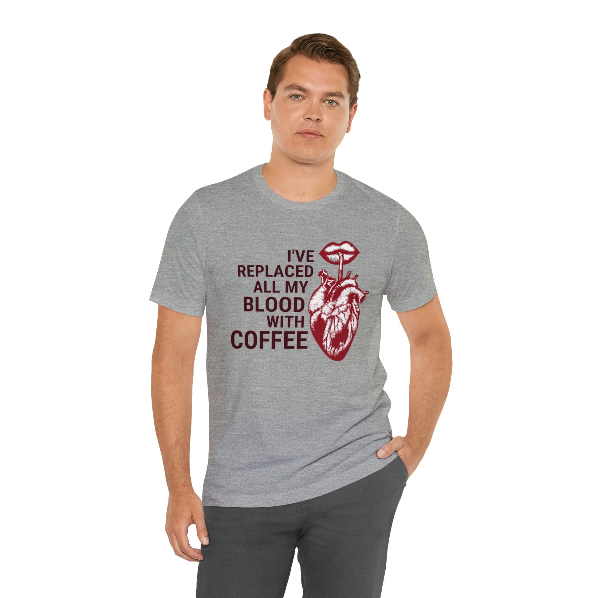 I've Replaced All My Blood With Coffee Jersey Short Sleeve Tee [Multiple Colors and Sizes]