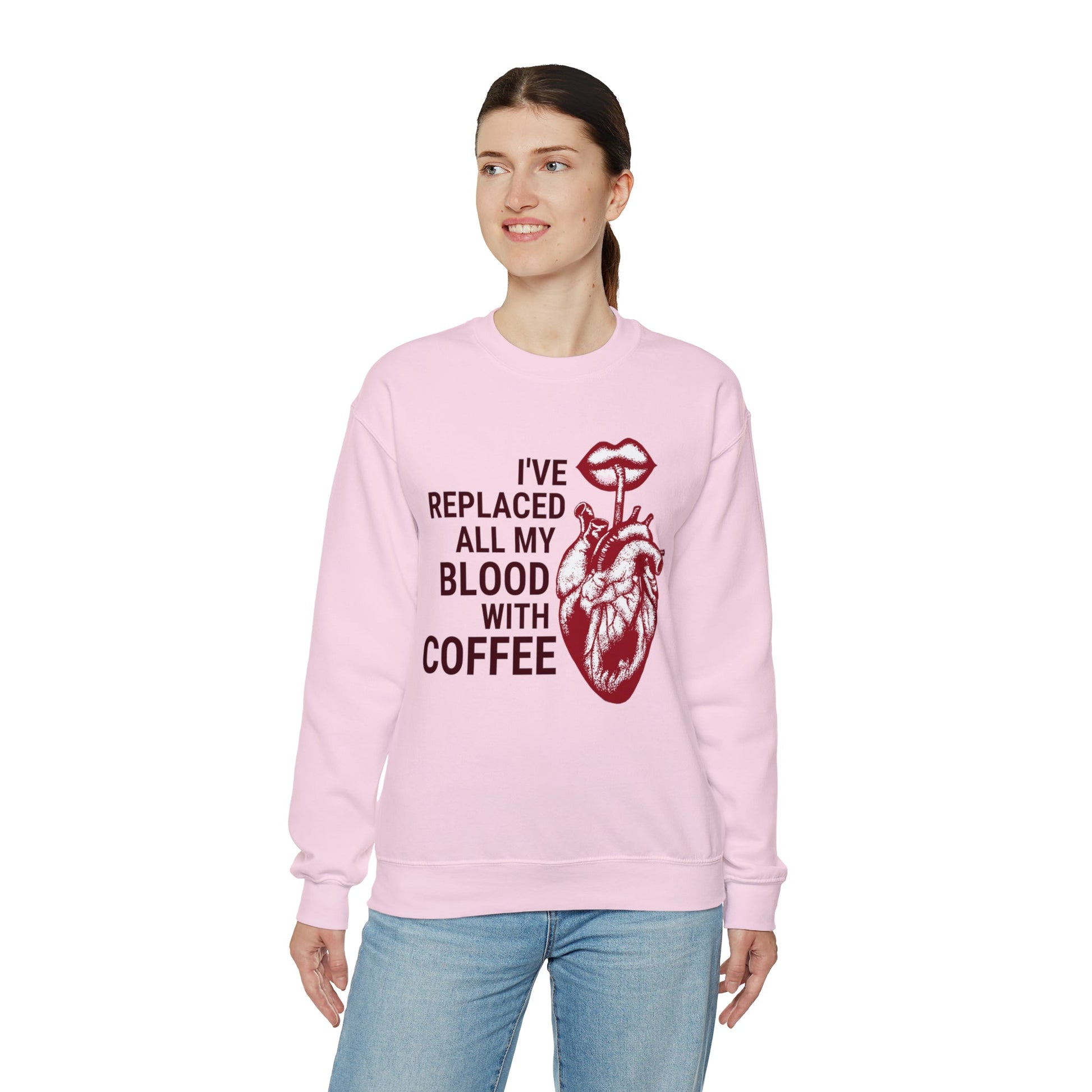 I've Replaced All My Blood With Coffee Unisex Heavy Blend™ Crewneck Sweatshirt