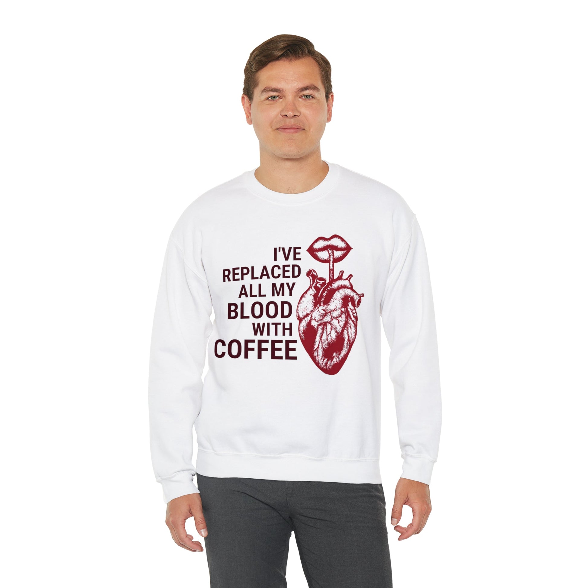 I've Replaced All My Blood With Coffee Unisex Heavy Blend™ Crewneck Sweatshirt
