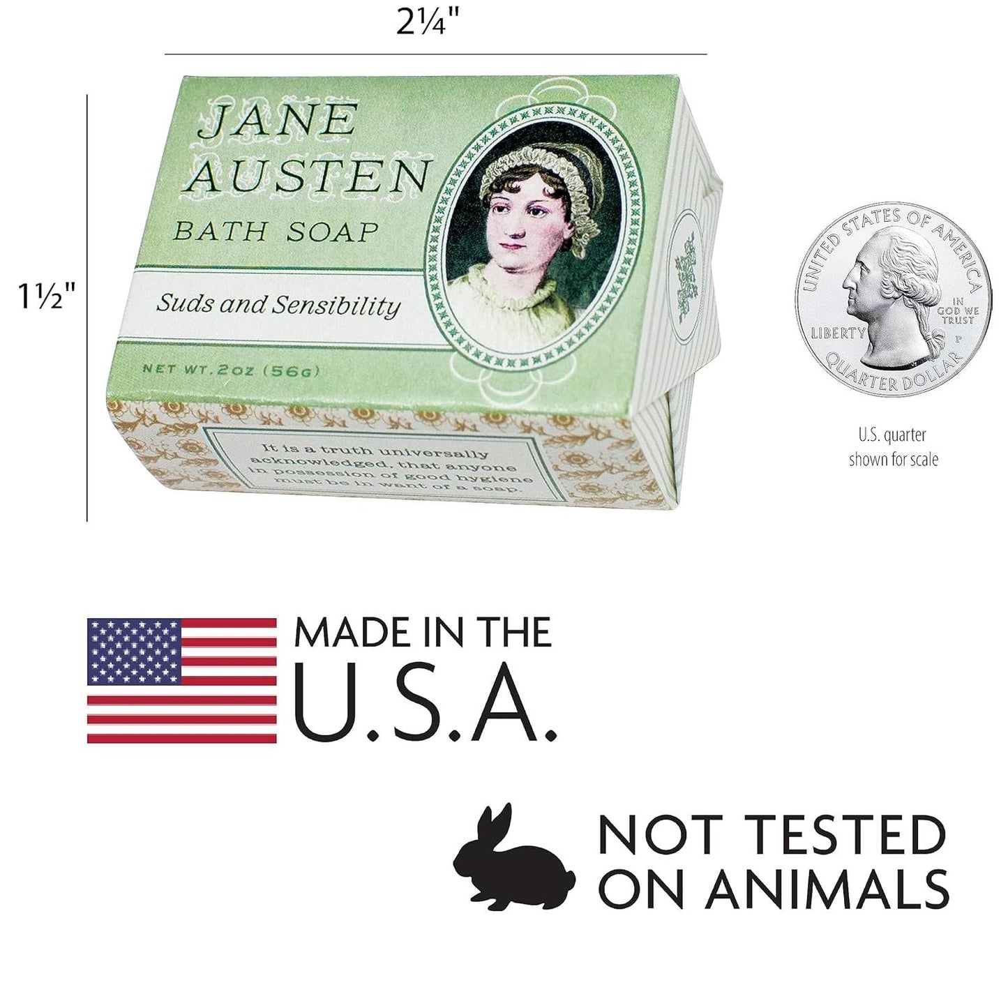 Jane Austen Bath Soap | Lavender Scented Mini Literary Guest Soap | Novelty Book Lover Gift