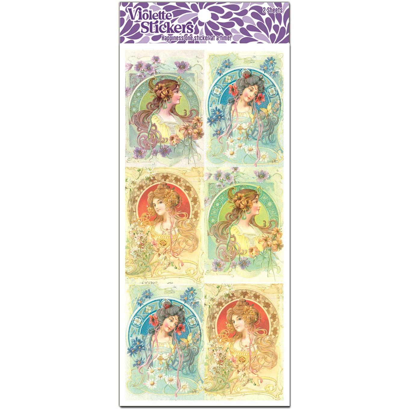Jane Victorian Ladies Stickers | 4" x 8" | 2 Sheets-Violette Stickers-The Bullish Store
