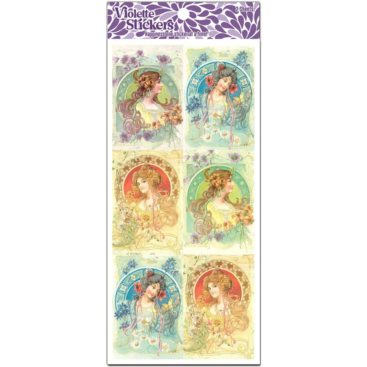 Jane Victorian Ladies Stickers | 4" x 8" | 2 Sheets-Violette Stickers-The Bullish Store