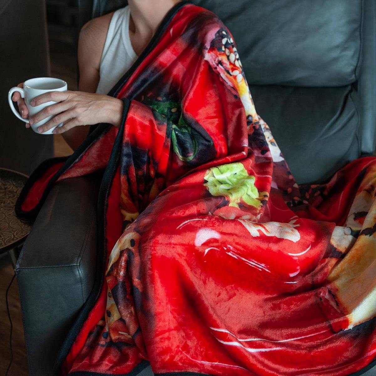 Japanese Bento Box Large Fleece Throw Blanket | Food Blankets | 60" x 45"