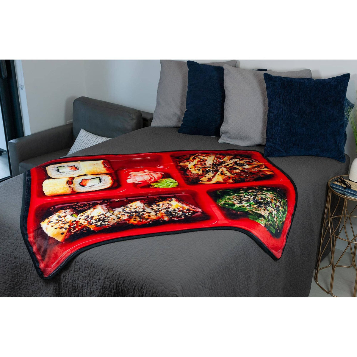 Japanese Bento Box Large Fleece Throw Blanket | Food Blankets | 60" x 45"