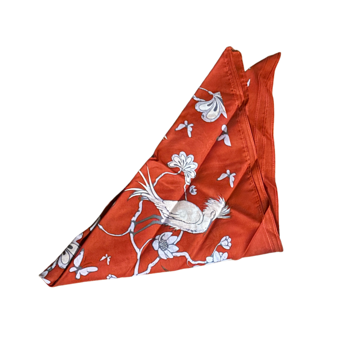 Japanese Crane Print Cotton Bandana | 22" x 22" in Red