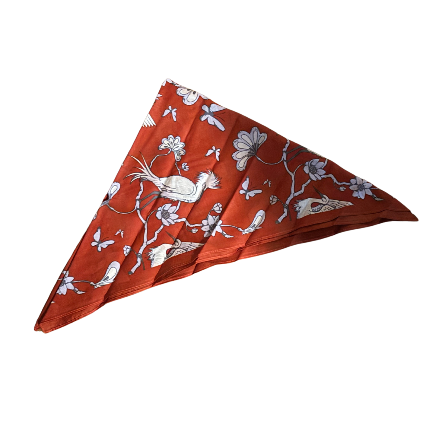 Japanese Crane Print Cotton Bandana | 22" x 22" in Red