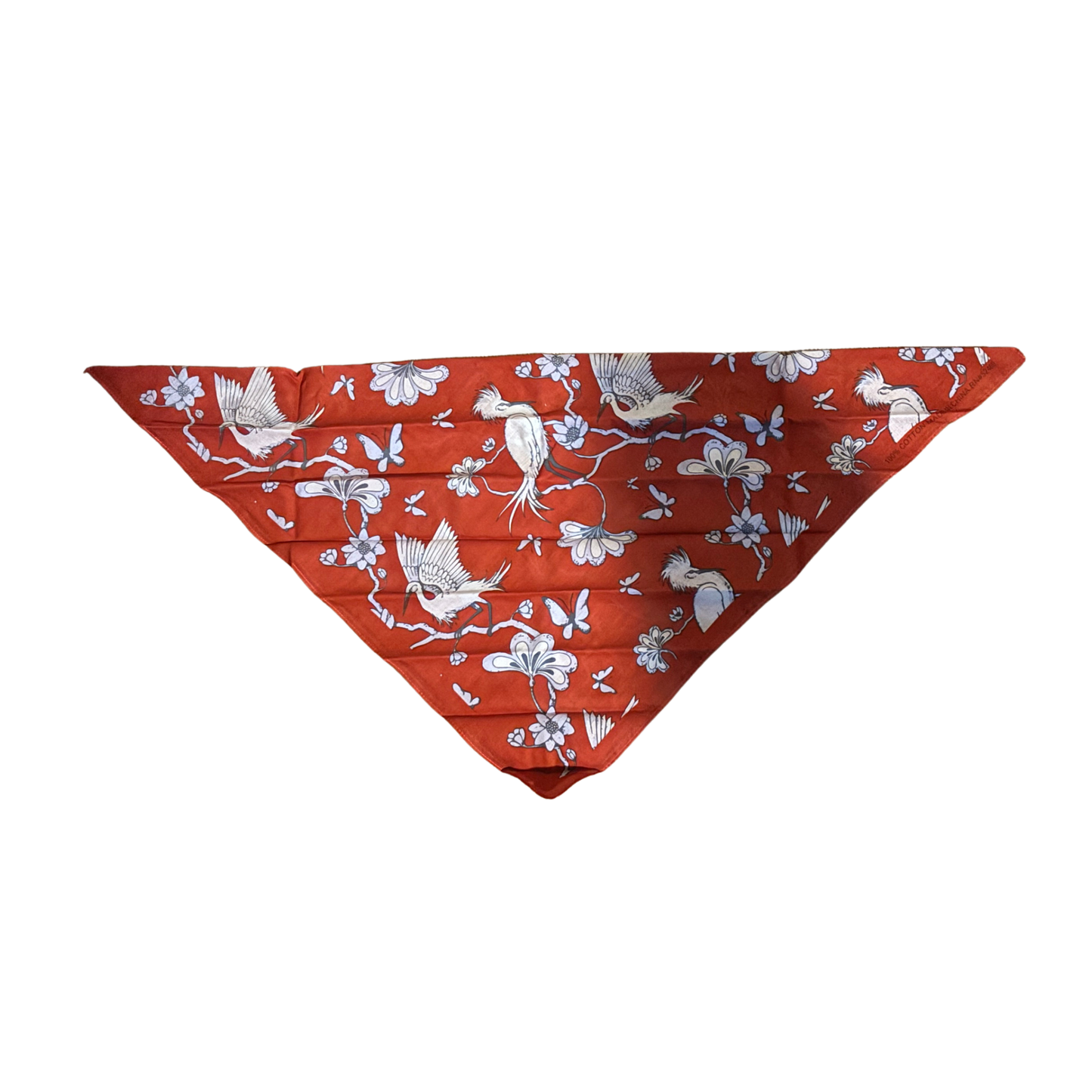 Japanese Crane Print Cotton Bandana | 22" x 22" in Red