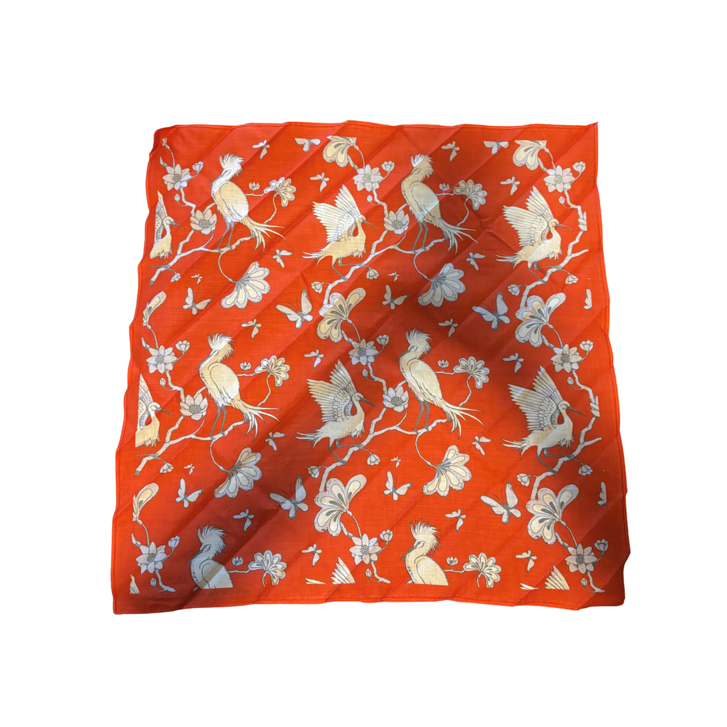 Japanese Crane Print Cotton Bandana | 22" x 22" in Red