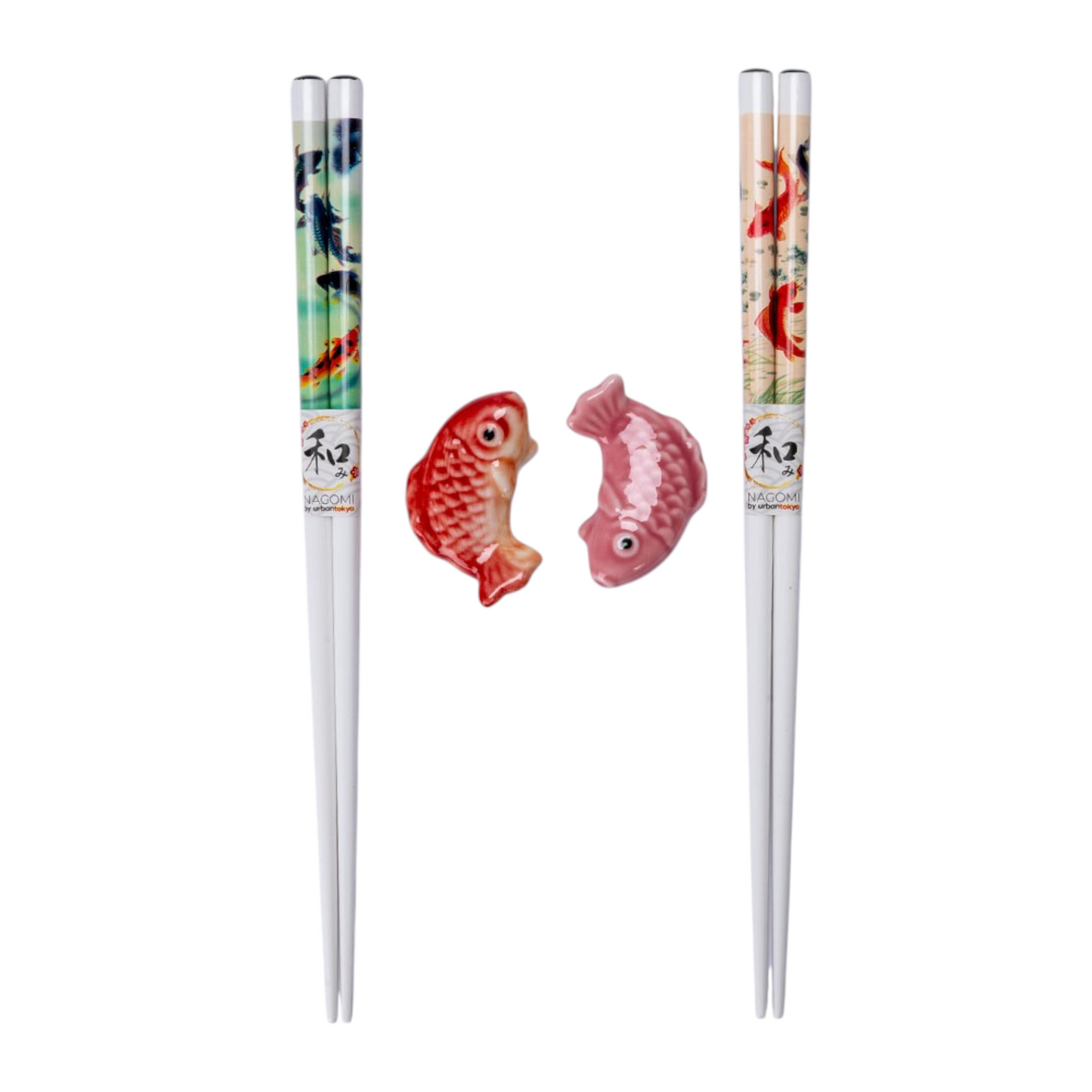 Japanese Koi Fish 2 Pair Chopsticks and Rests Set | Elegant Gift for Food Lovers