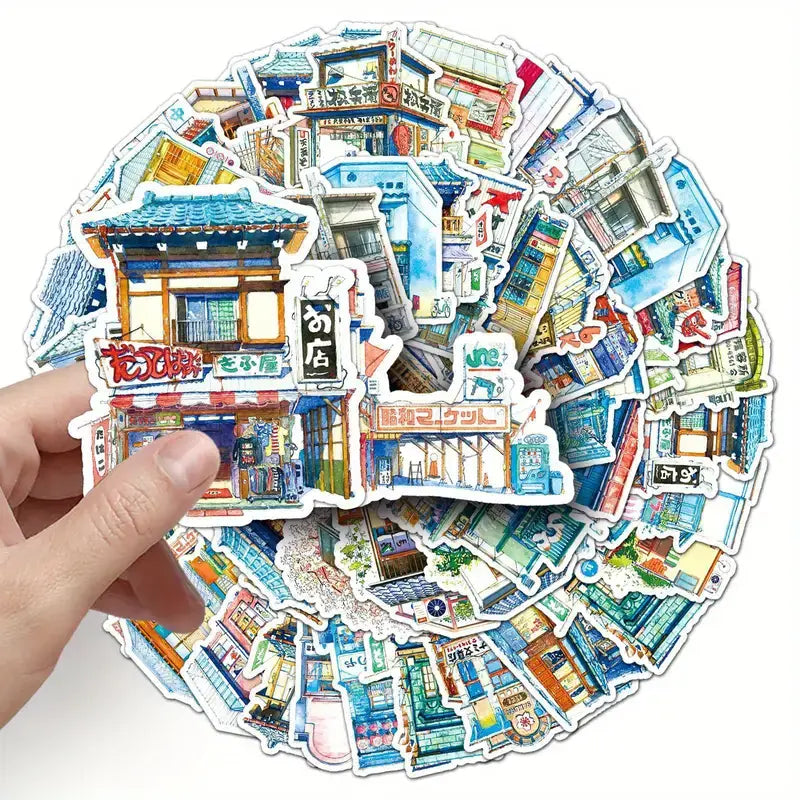 Japanese Retro Street Shop Stickers | 25 Assorted Nostalgic Vinyl Decals
