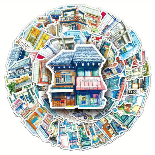 Japanese Retro Street Shop Stickers | 25 Assorted Nostalgic Vinyl Decals