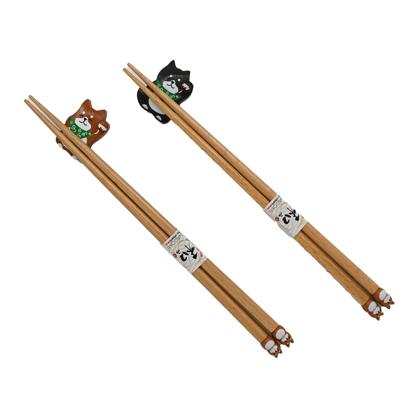 Japanese Shiba Inu Wooden Chopsticks Gift Set | 2 Pairs + Chopstick Rests