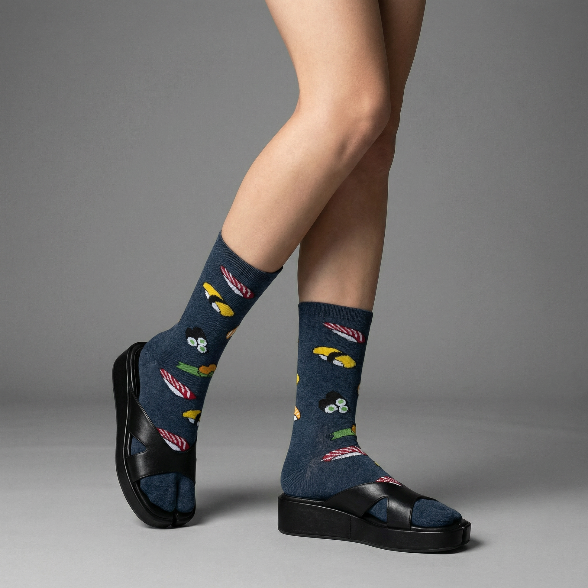 Japanese Sushi Tabi Split Toe Socks | Novelty Flip Flop Crew Socks