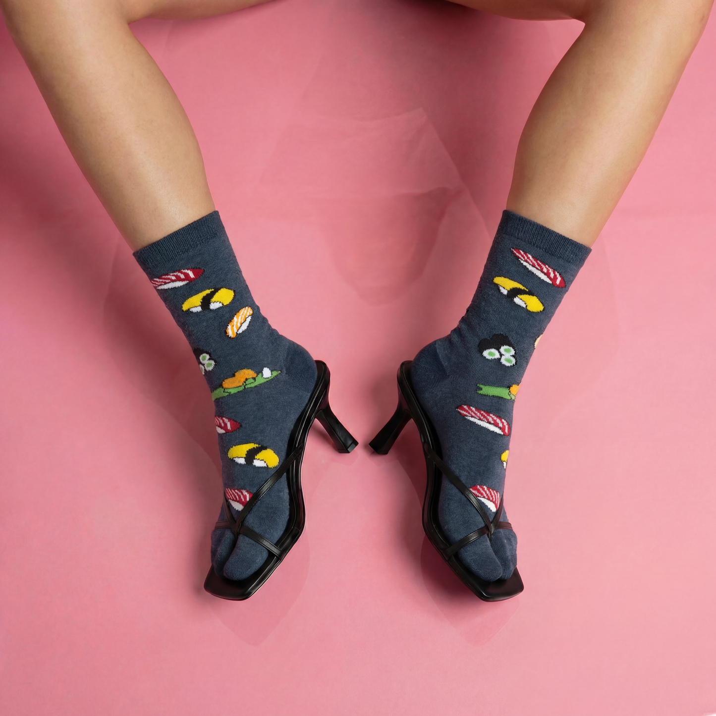 Japanese Sushi Tabi Split Toe Socks | Novelty Flip Flop Crew Socks