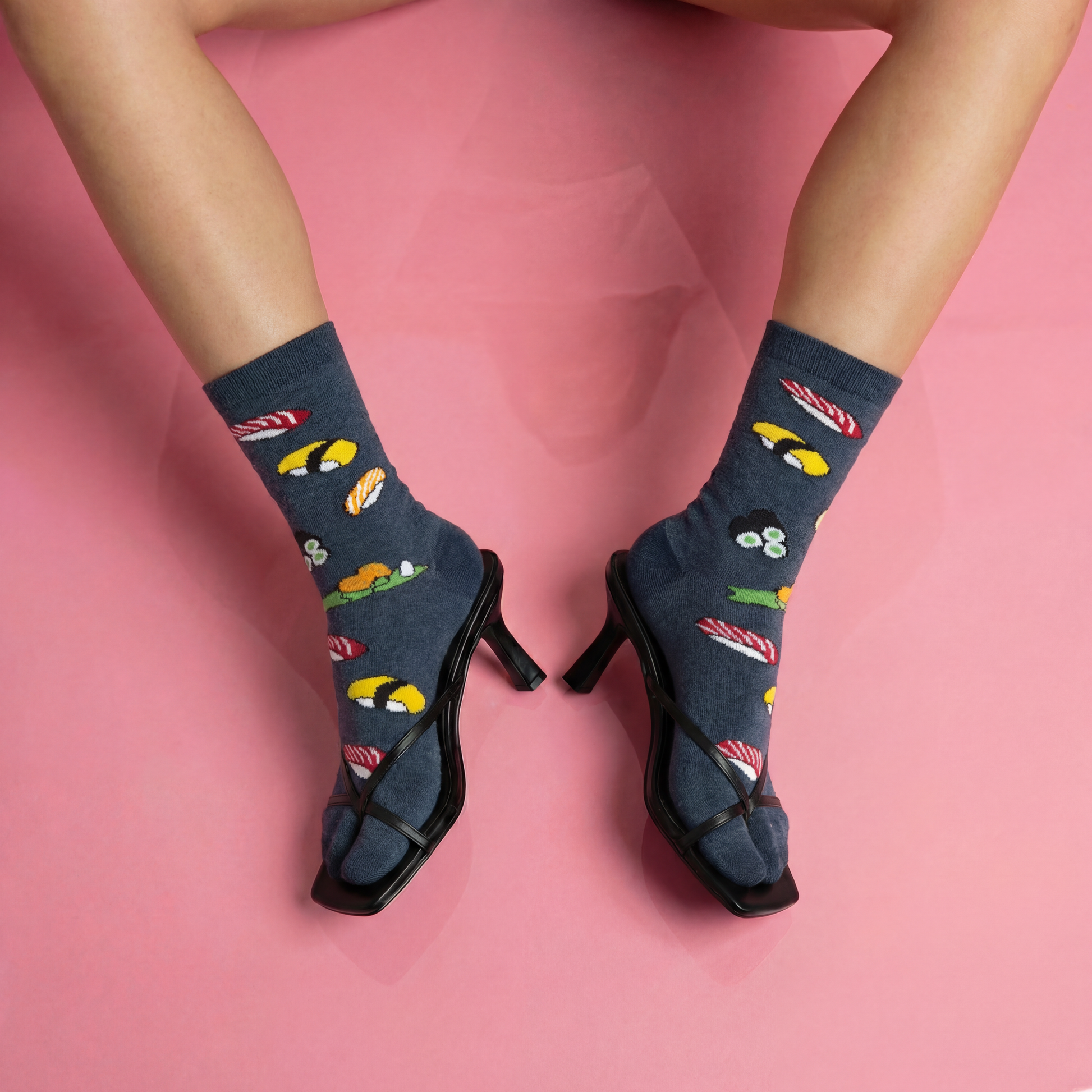 Japanese Sushi Tabi Split Toe Socks | Novelty Flip Flop Crew Socks