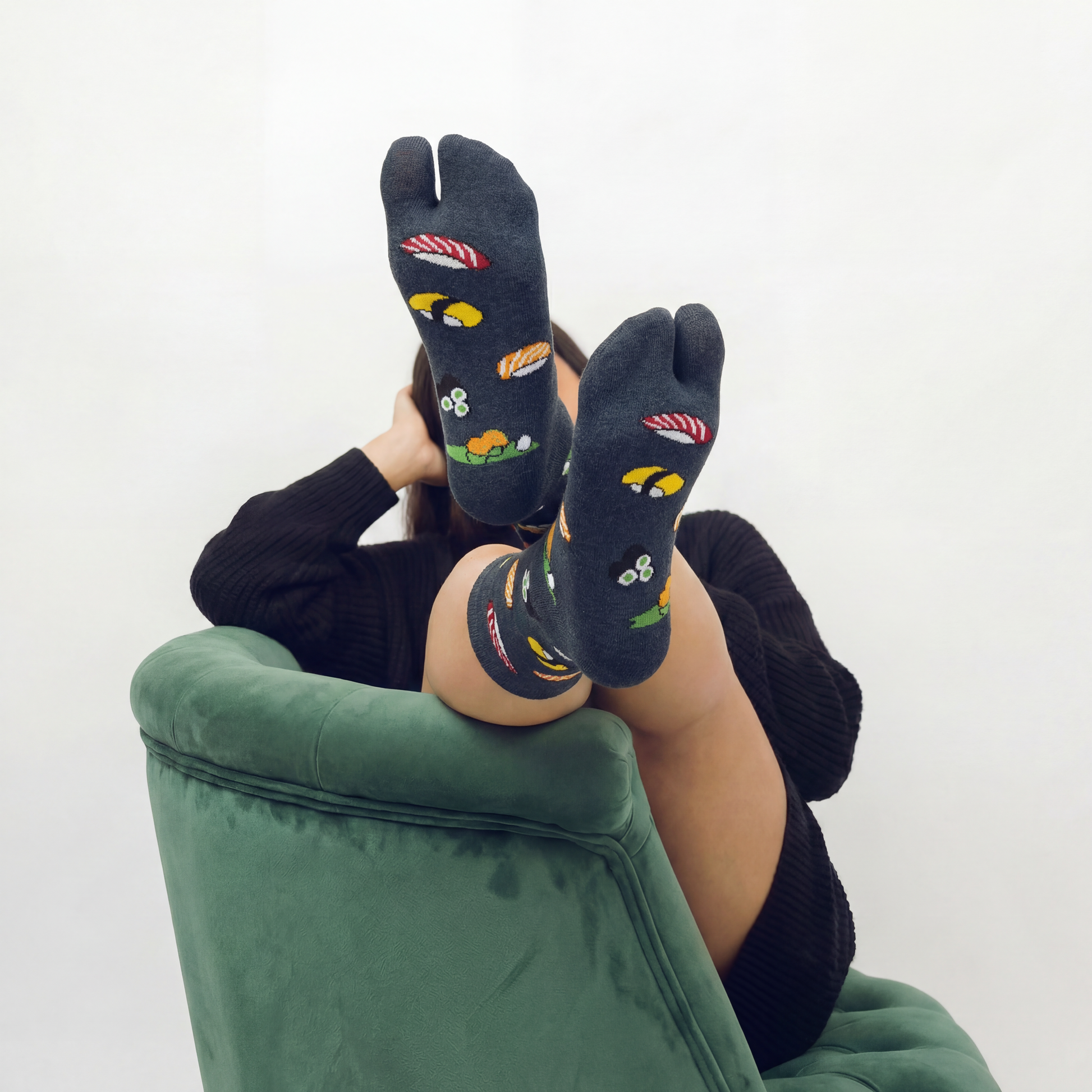Japanese Sushi Tabi Split Toe Socks | Novelty Flip Flop Crew Socks
