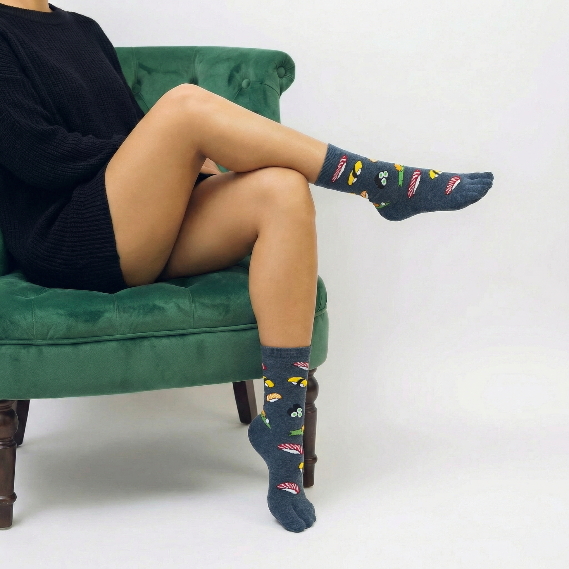 Japanese Sushi Tabi Split Toe Socks | Novelty Flip Flop Crew Socks