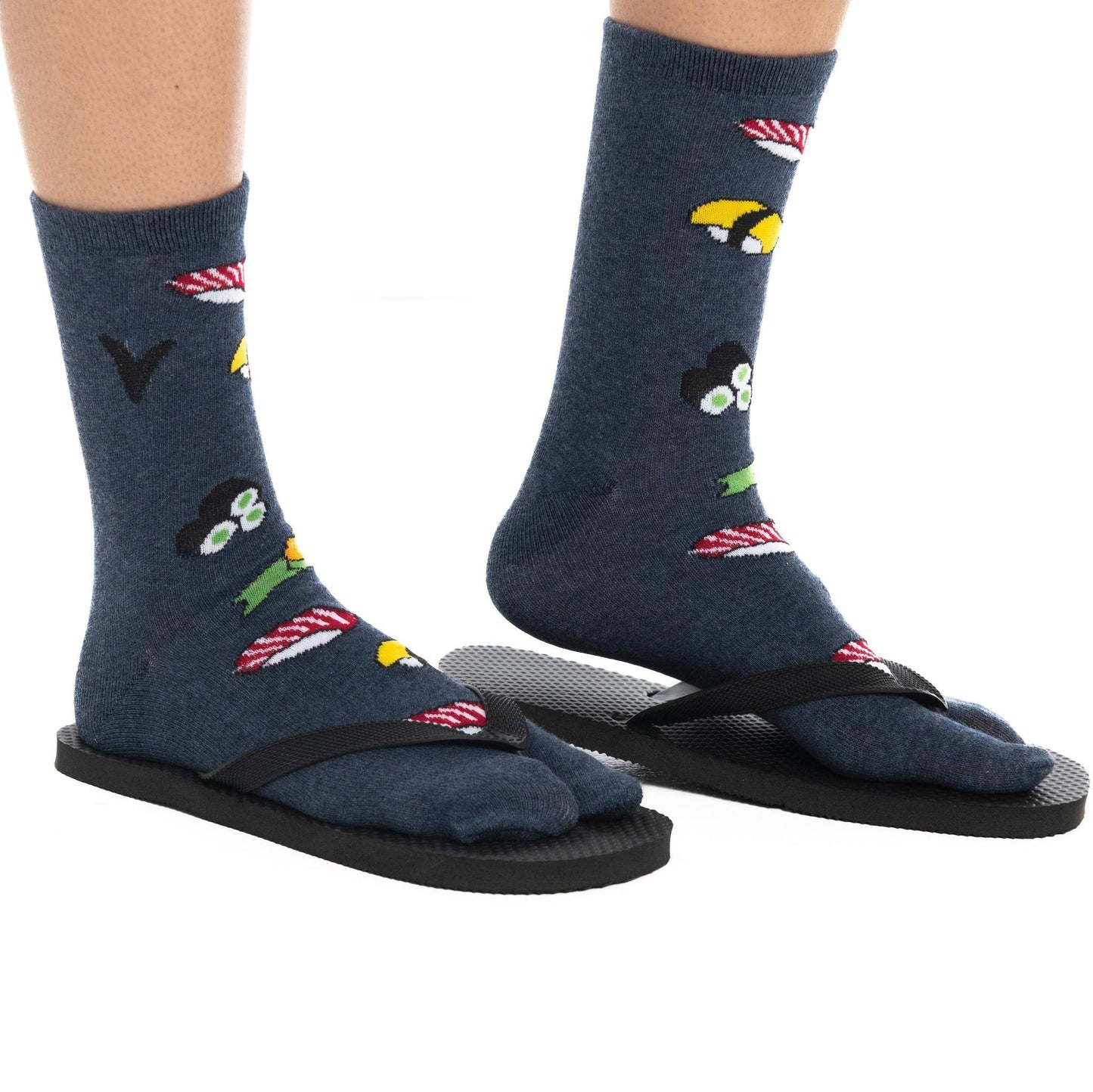 Japanese Sushi Tabi Split Toe Socks | Novelty Flip Flop Crew Socks