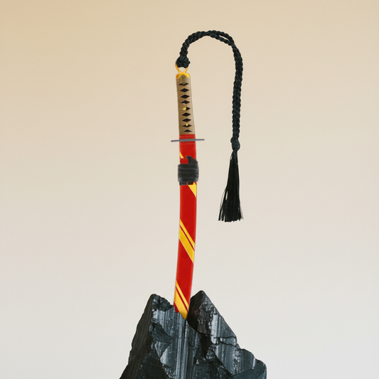 Japanese Sword & Sheath Metal Bookmark | Solid Brass, Gold Electroplated Gift Bookmark