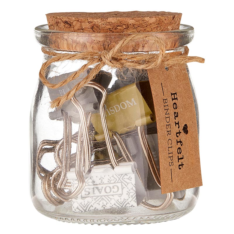 Jar of Motivational Binder Clips | Plans, Wisdom, Goals Paper Clamps Set In Giftable Jar