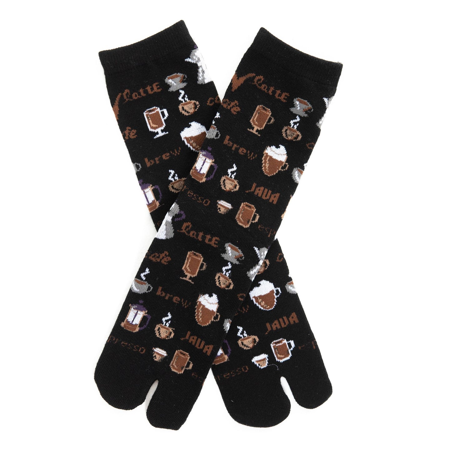 Jave Coffee Lover Split Toe Tabi Socks | Big Toe Flip Flop Socks | Japanese Novelty Crew Socks