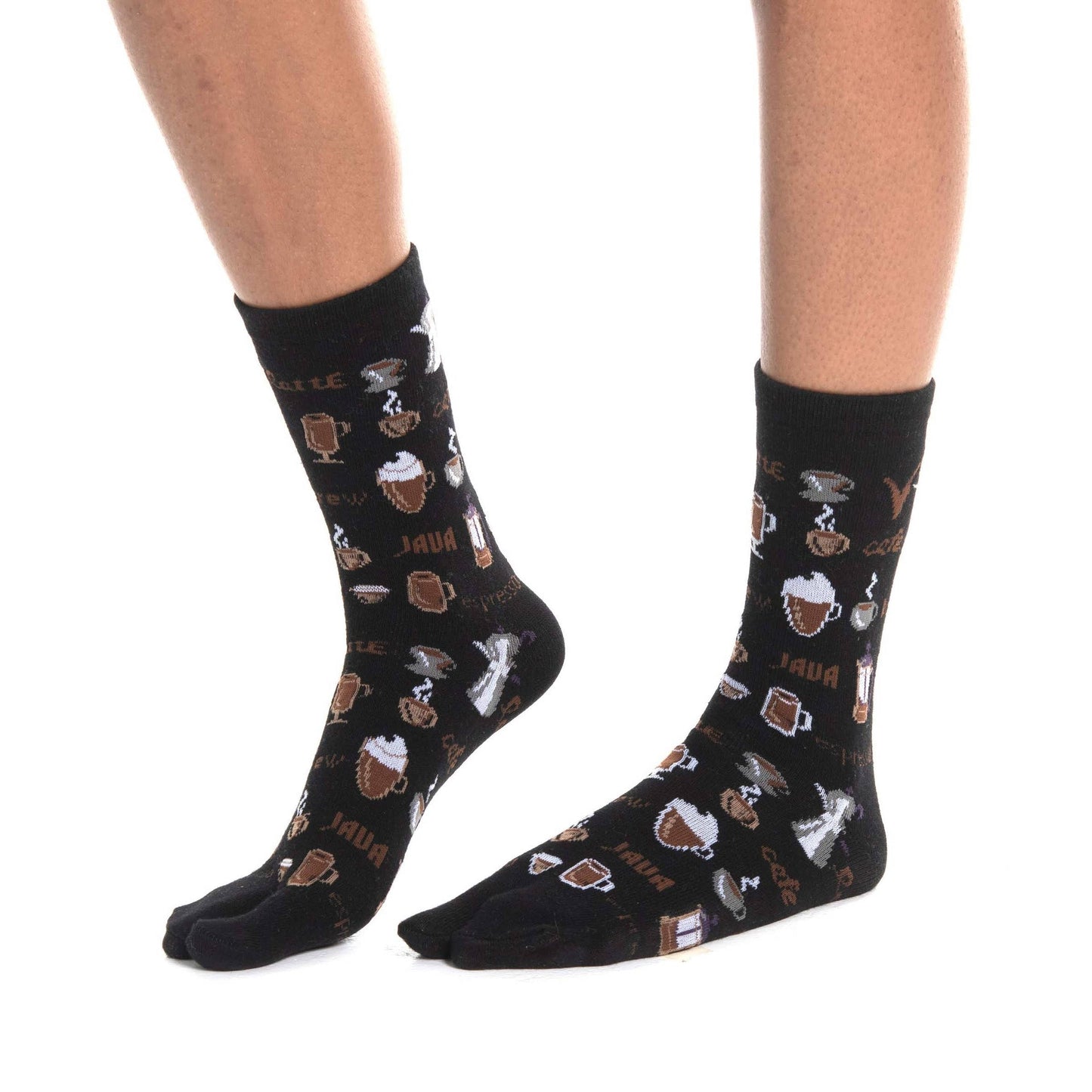 Jave Coffee Lover Split Toe Tabi Socks | Big Toe Flip Flop Socks | Japanese Novelty Crew Socks