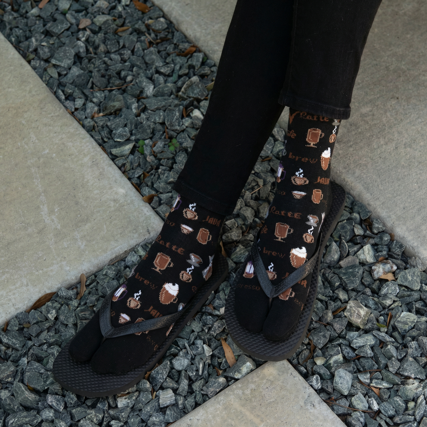 Jave Coffee Lover Split Toe Tabi Socks | Big Toe Flip Flop Socks | Japanese Novelty Crew Socks