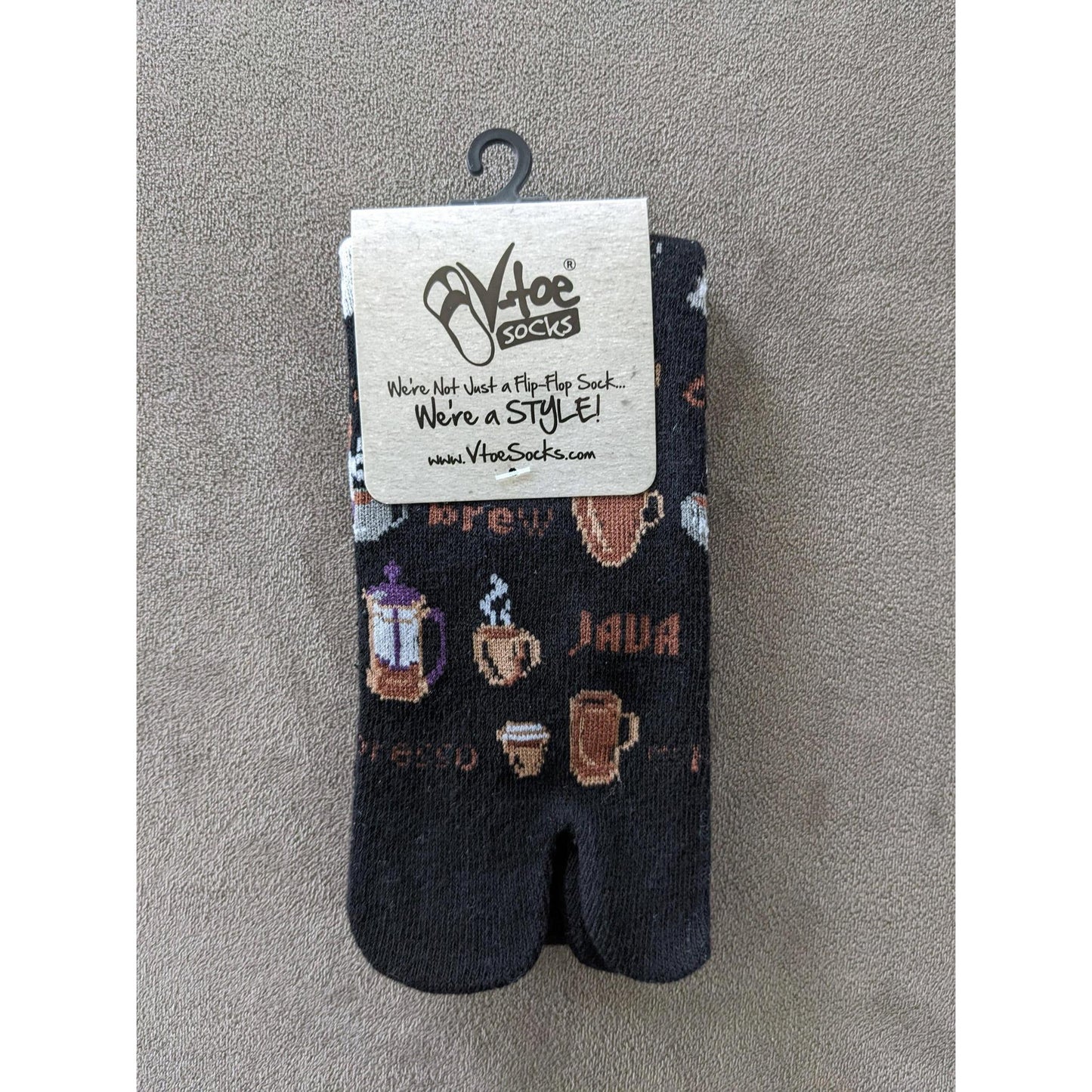 Jave Coffee Lover Split Toe Tabi Socks | Big Toe Flip Flop Socks | Japanese Novelty Crew Socks