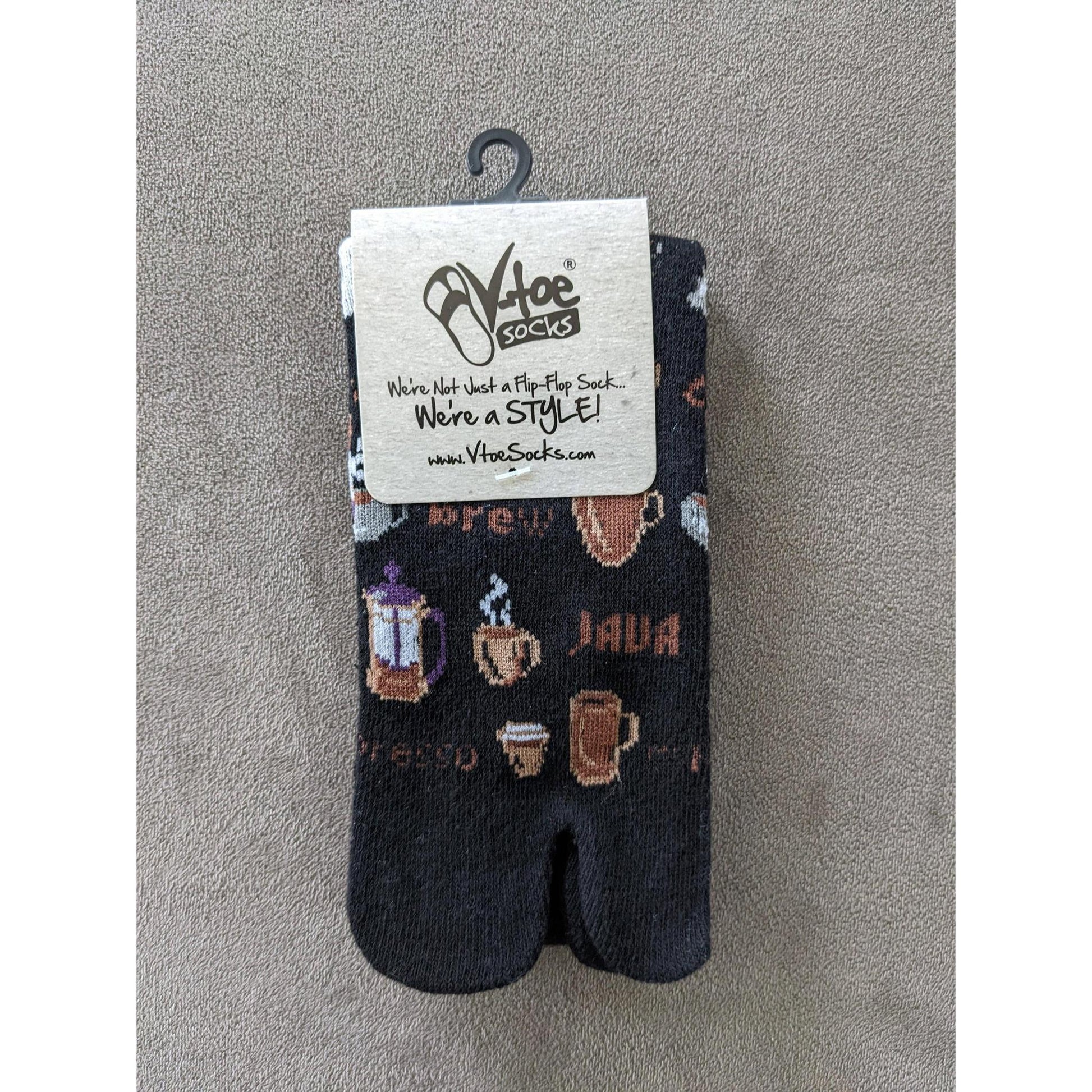 Jave Coffee Lover Split Toe Tabi Socks | Big Toe Flip Flop Socks | Japanese Novelty Crew Socks