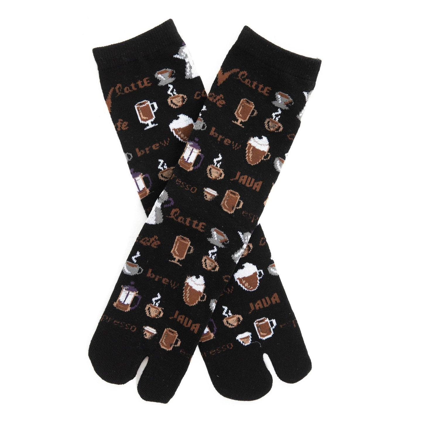 Jave Coffee Lover Split Toe Tabi Socks | Big Toe Flip Flop Socks | Japanese Novelty Crew Socks